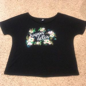 Kappa Delta Black Flowy Short Sleeve Top